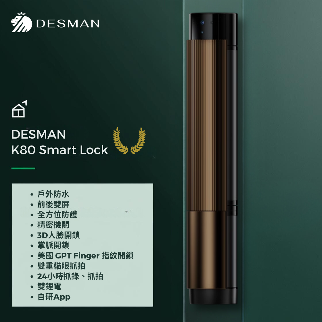 DESMAN 德施曼 K80 電子門鎖 (官網限定)